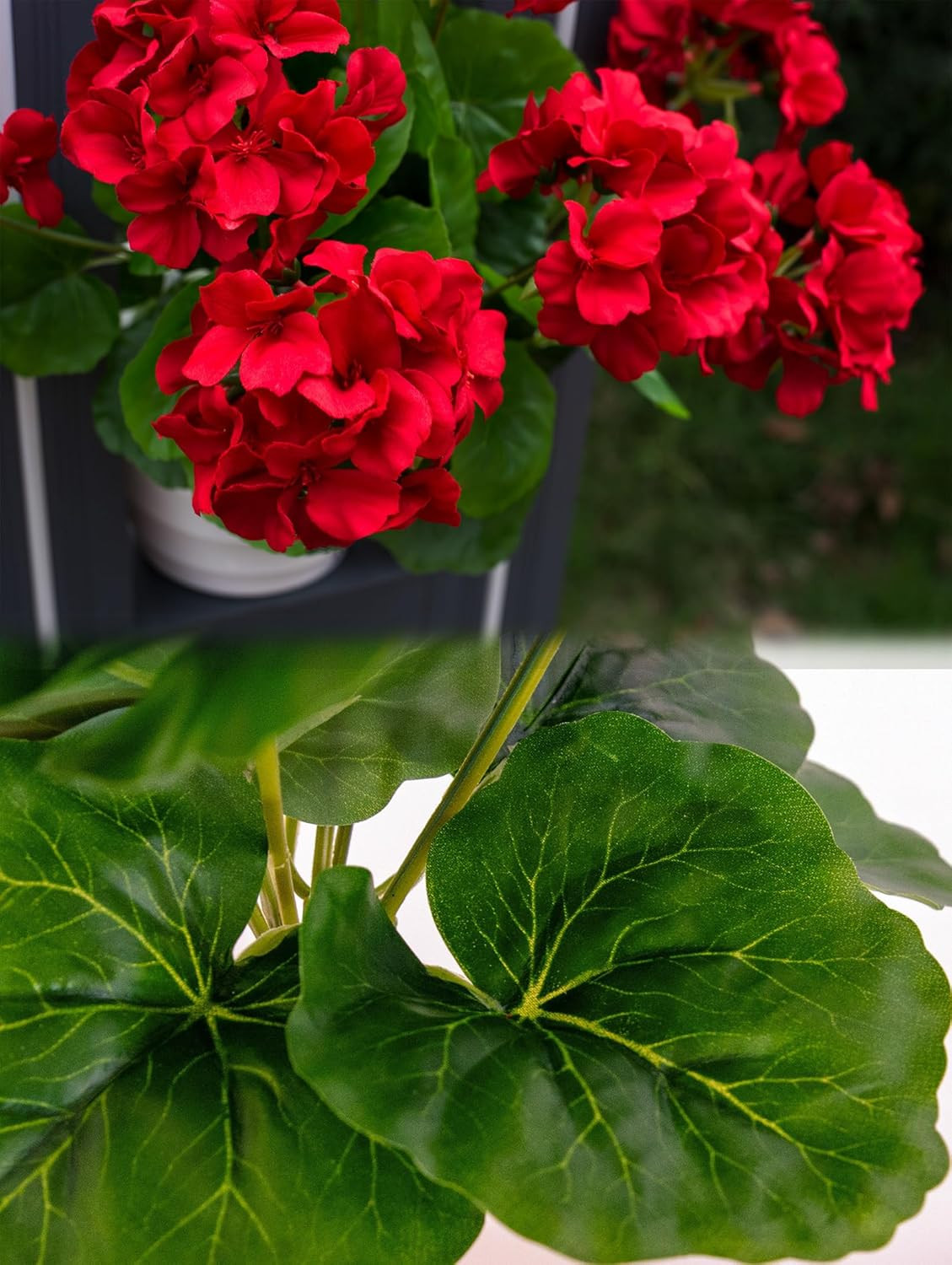 2PCS 18” Artificial Geraniums Silk Flowers Plants Home Outdoor Decor Garden …