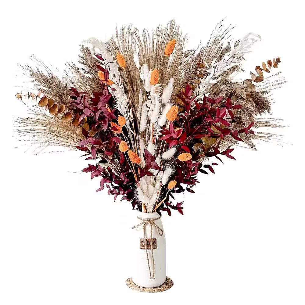 2.83 In. Autumn Toffee Champagne Sand Orange Artificial Plant Pampas Grass Fluff