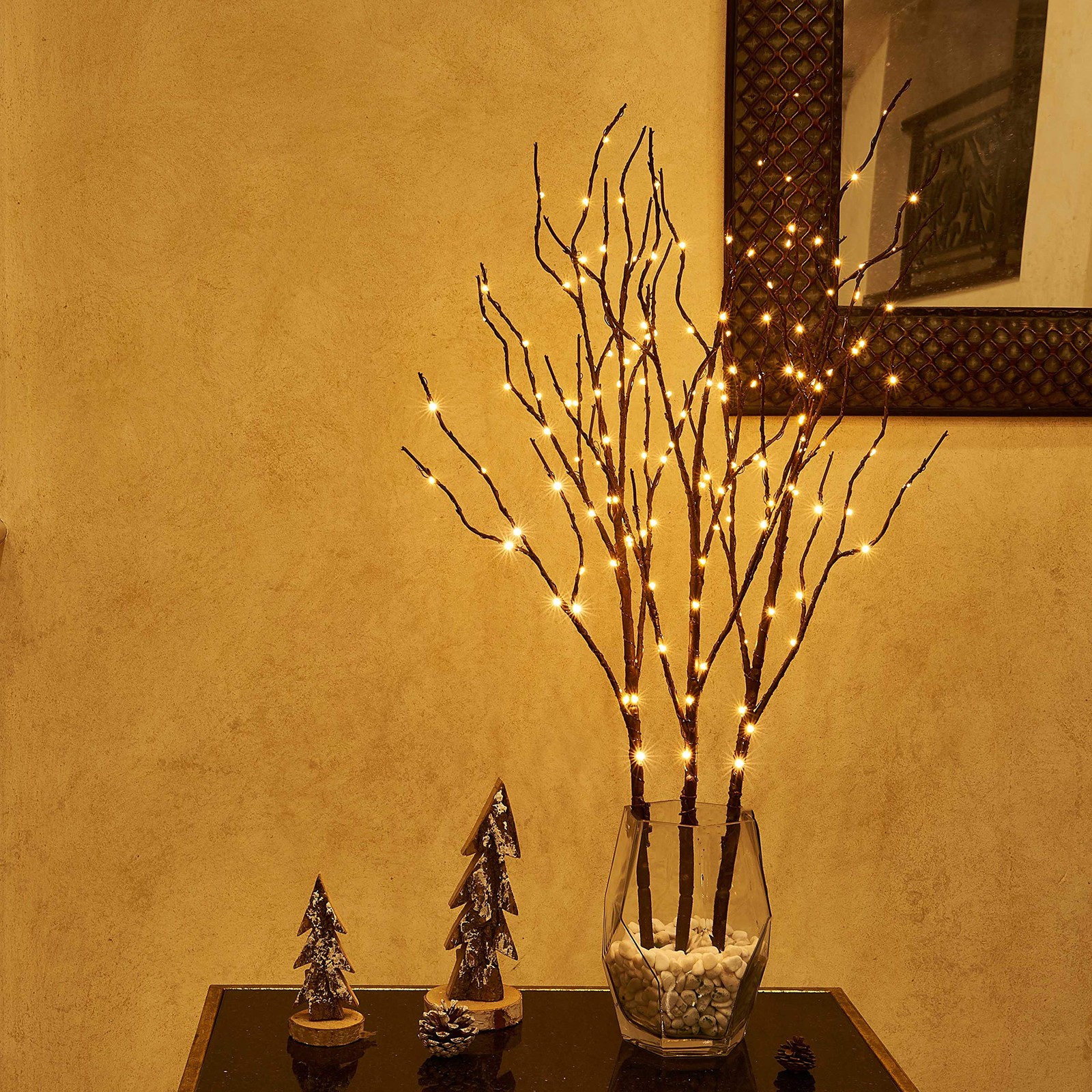 Lighted Brown Twig Branches Plug in with Dimmer and Timer 30IN 150 LED Fairy …