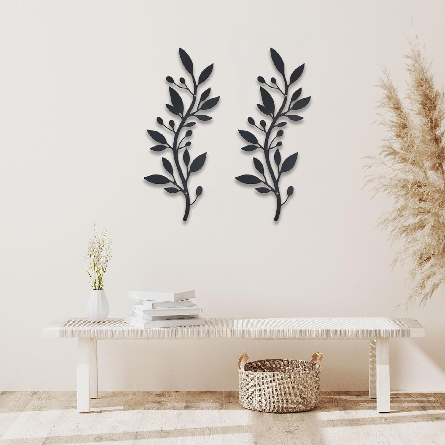 2 Pieces Metal Vine Olive Branch Leaf Wall Decor,Tree Leaf Wall Decor for Liv…