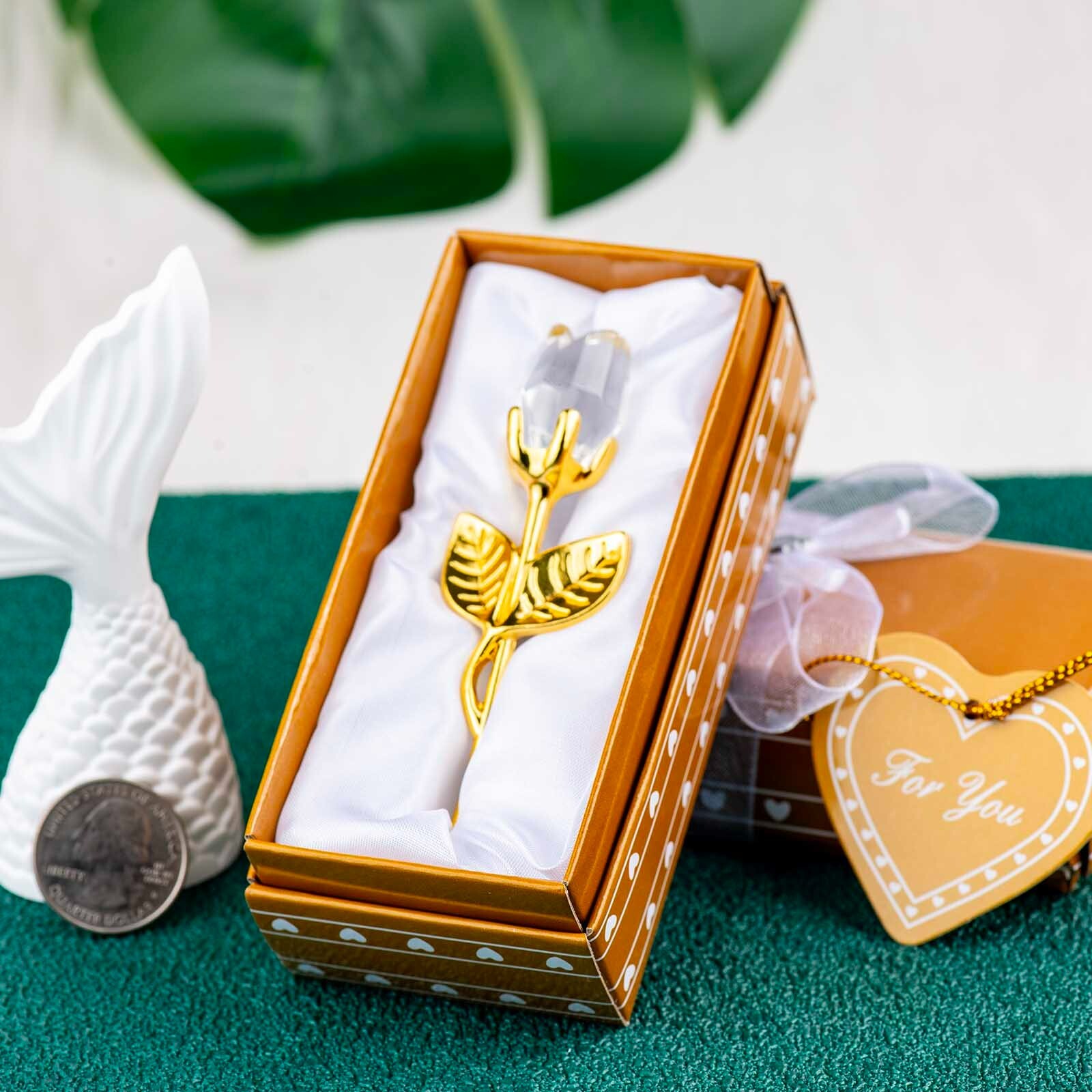 Crystal Rose Eternal Flower Figurine Gift for Women on Birthday, Mother’s Day..