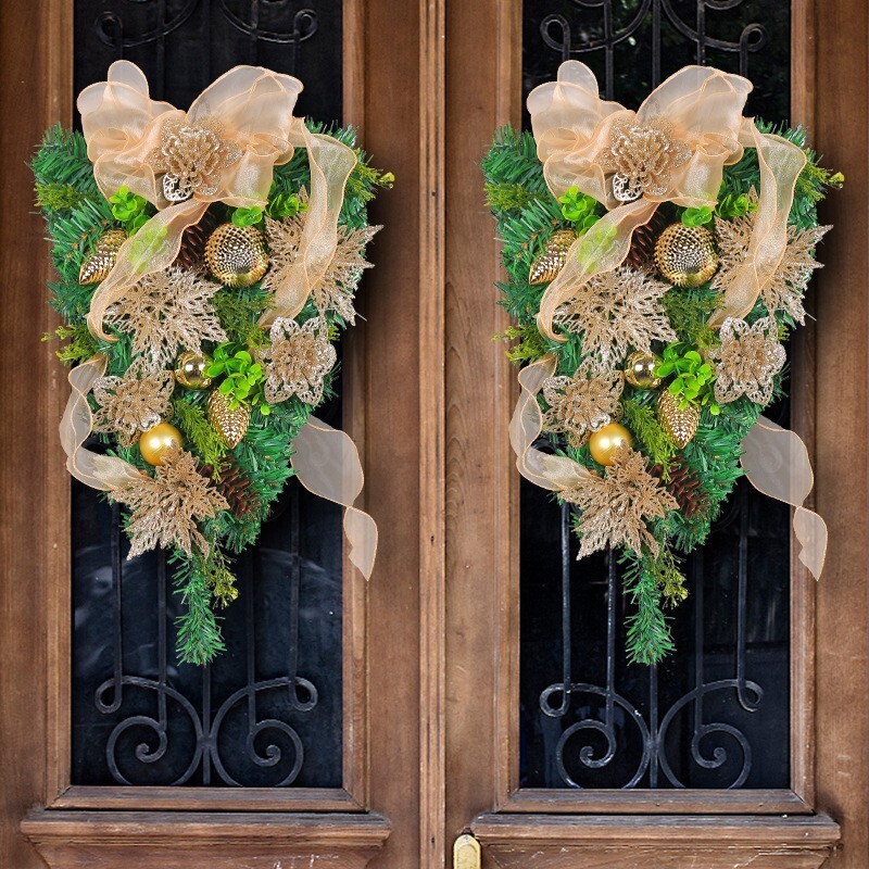 Artificial Festive Seasonal Holiday Wreath for Front Door or Porch