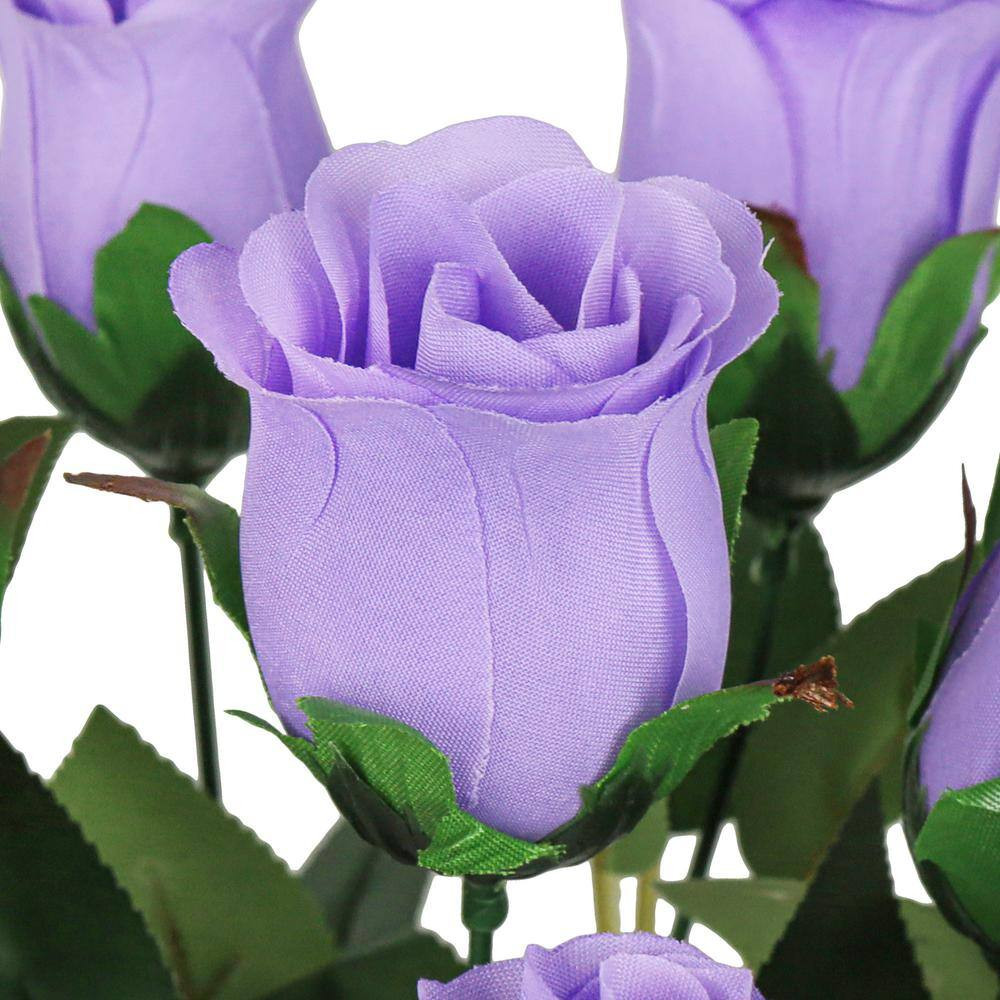 19.5 In. Lavender Artificial Rose Bud Flower Stem Bush Bouquet (Set of 2)