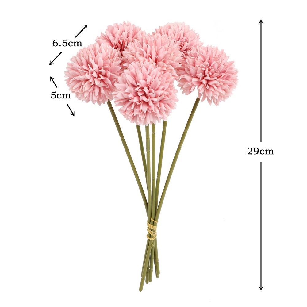 6pcs Artificial Chrysanthemum Ball Flowers Hydrangea Bouquet Presents Decor