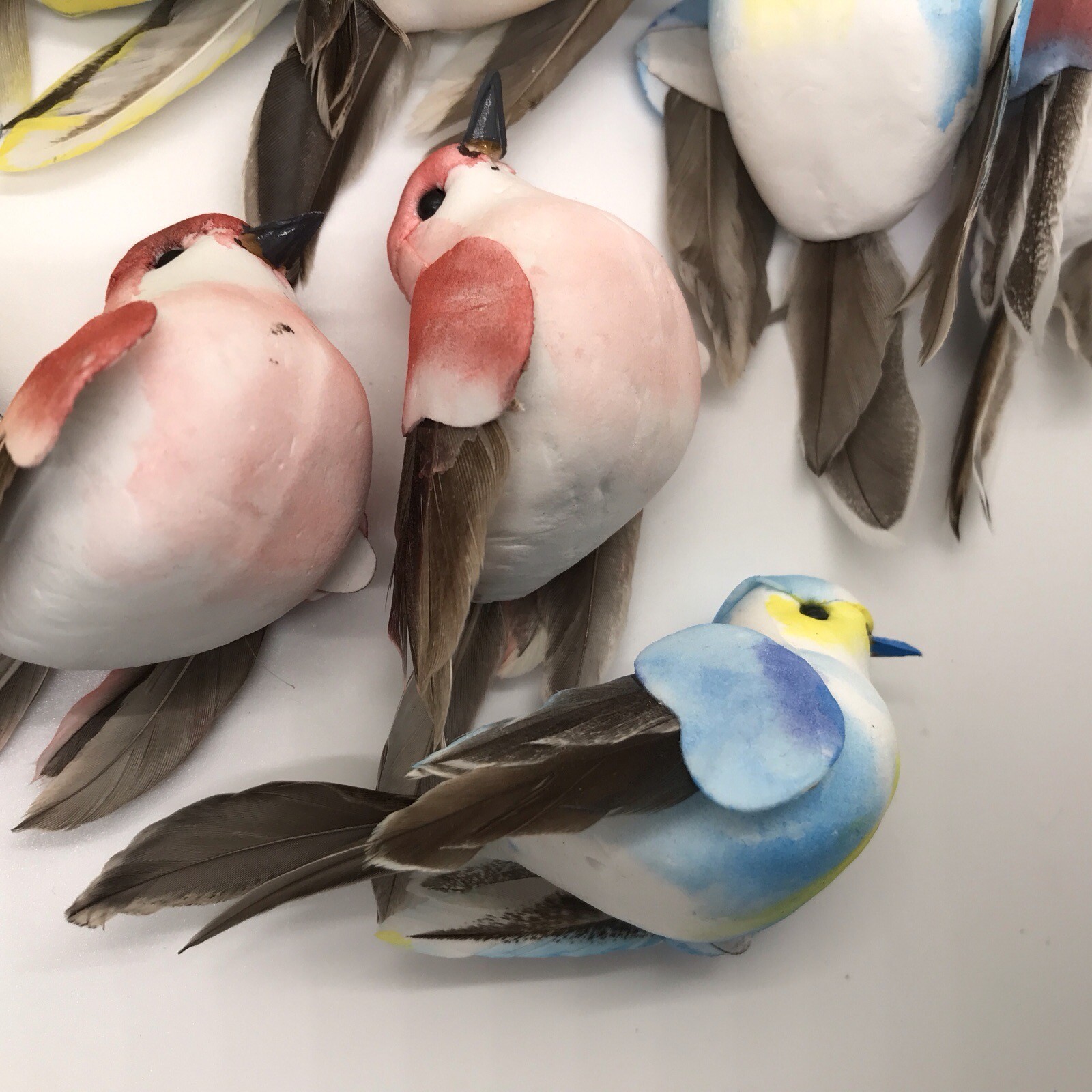 12 Artificial Foam Feather Birds 3.5 Inches Mini Love Birds for Crafts Easter
