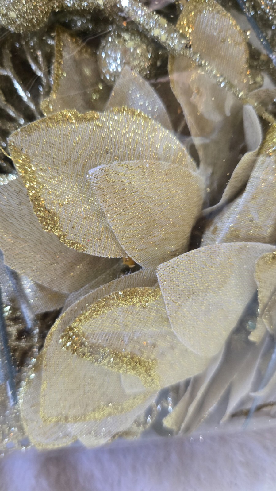 36 Pcs Christmas Gold Glitter Poinsettia Flowers Artificial Flower Ornaments NO