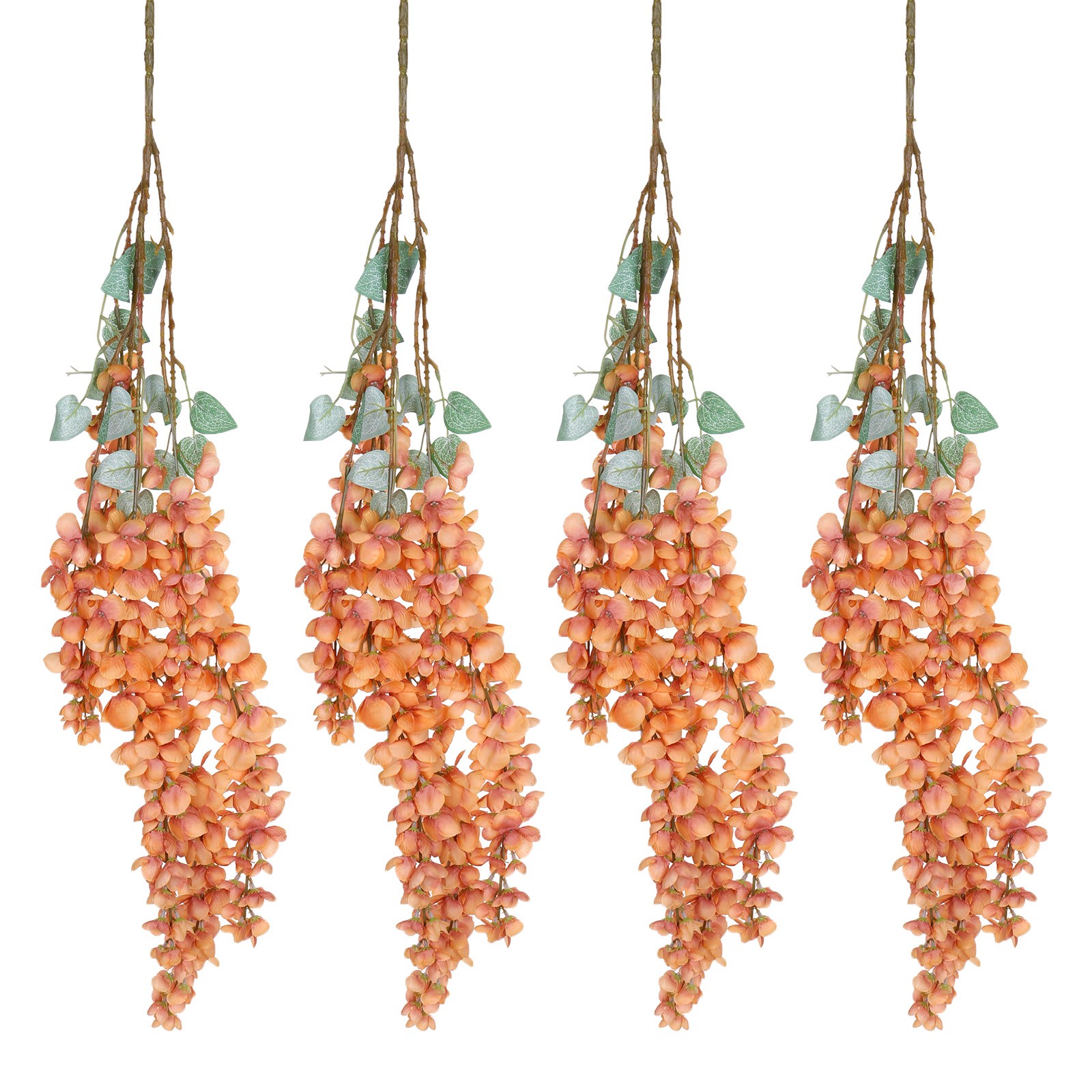 Fake Hanging Vine Flower Artificial Silk Flowers 39.4 Inch 4pcs Brown