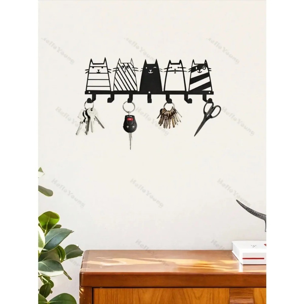 Black Metal Wall Hooks – Heavy Duty Coat Hat Keychain Entryway Rack Decor