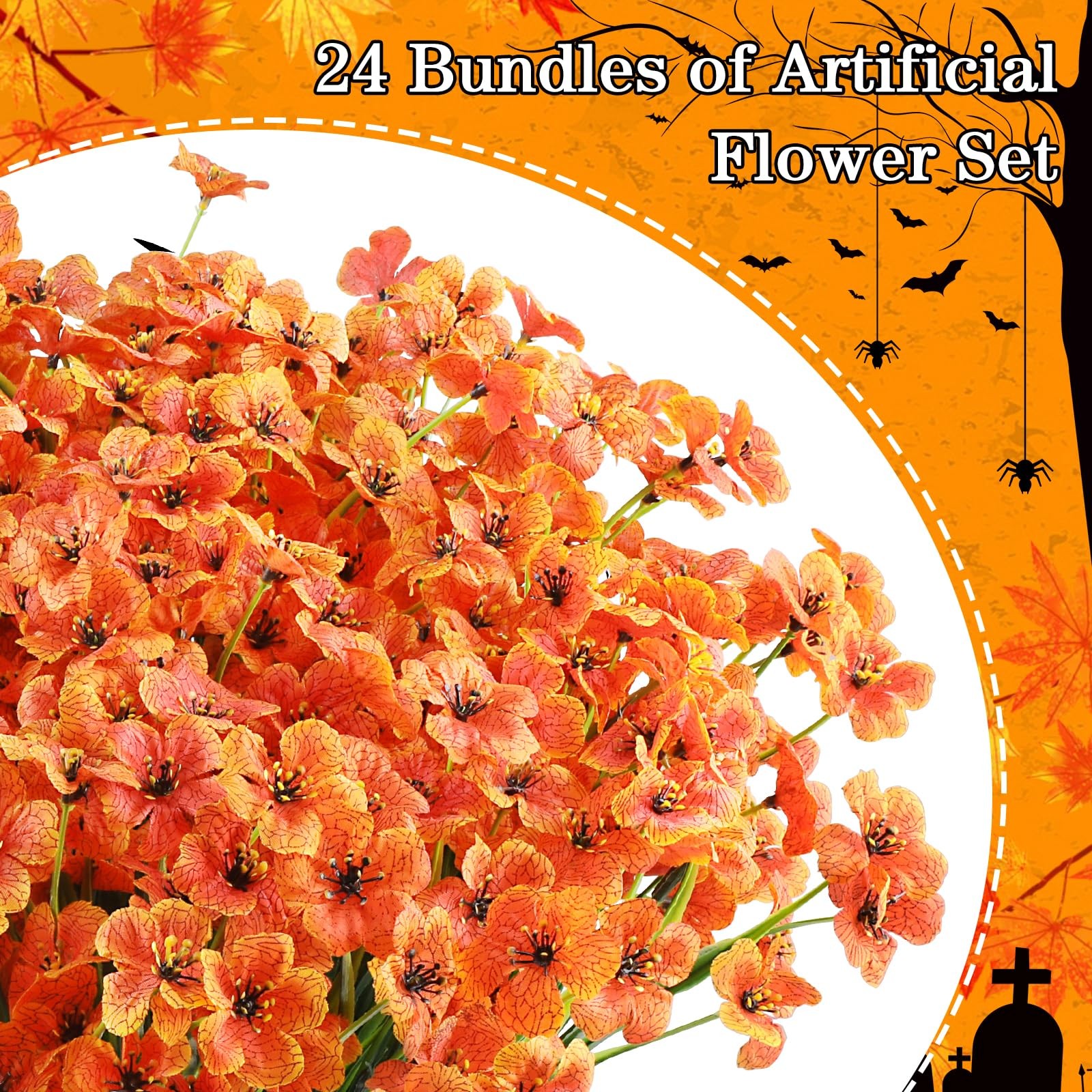 AGIRL 24 Bundles Artificial Fall Flowers Outdoor Indoor DecorationFake Plasti…