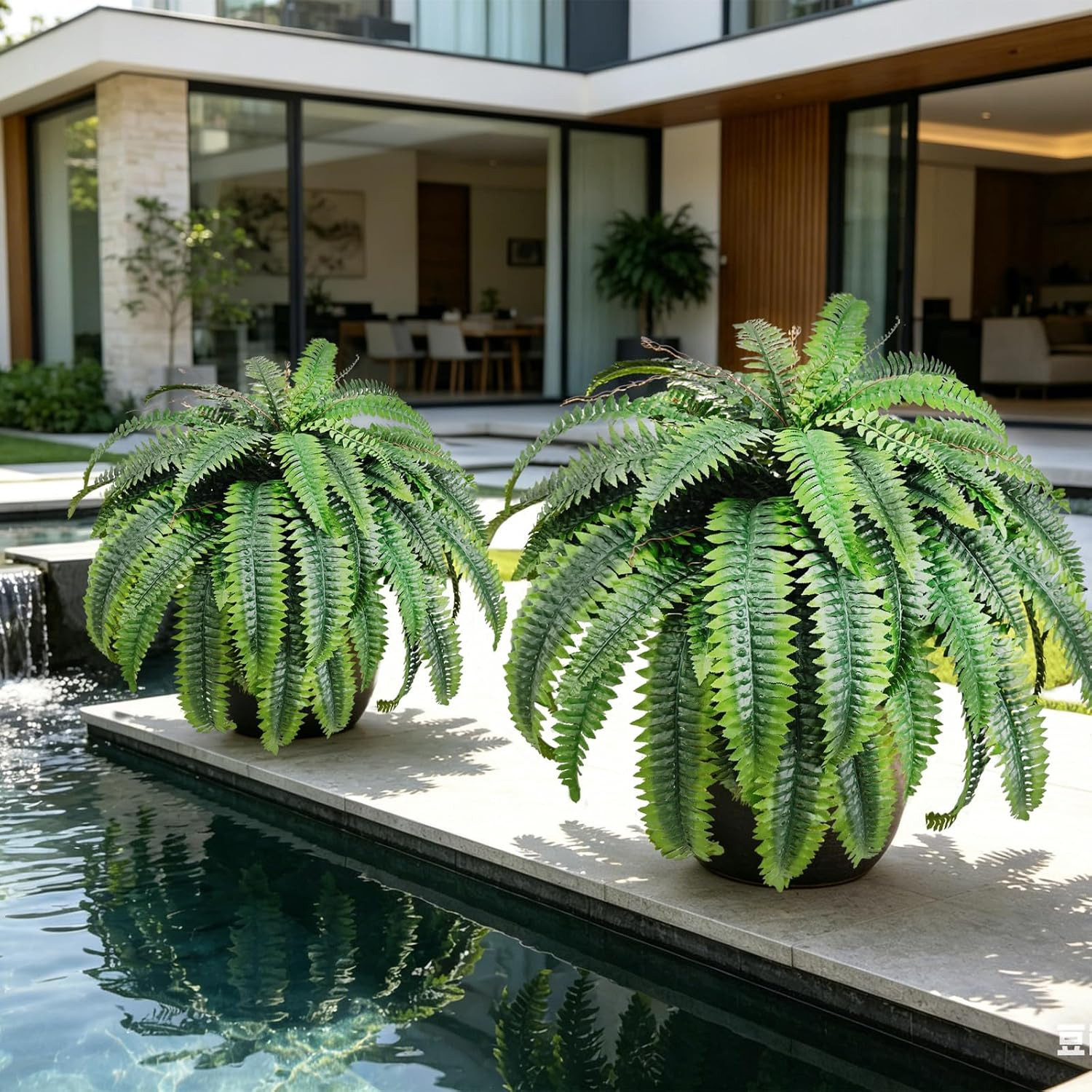 2Pcs 45In Artificial Boston Fake Ferns Large, UV Resistant Artificial Plants Out