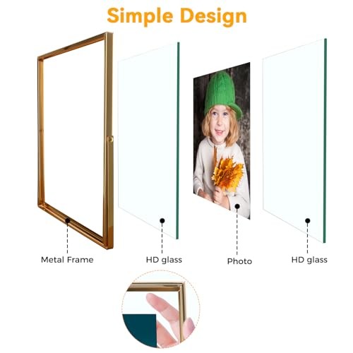 Gold Floating Frame (8×10 inches, Vertical), For Picture 7×9, 8″×10″ Gold(U)