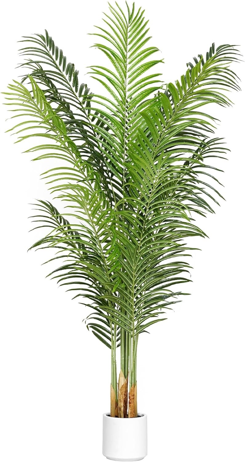 Artificial Palm Tree 6Ft Faux Silk Green Realistic Decorative 5ft 11in,