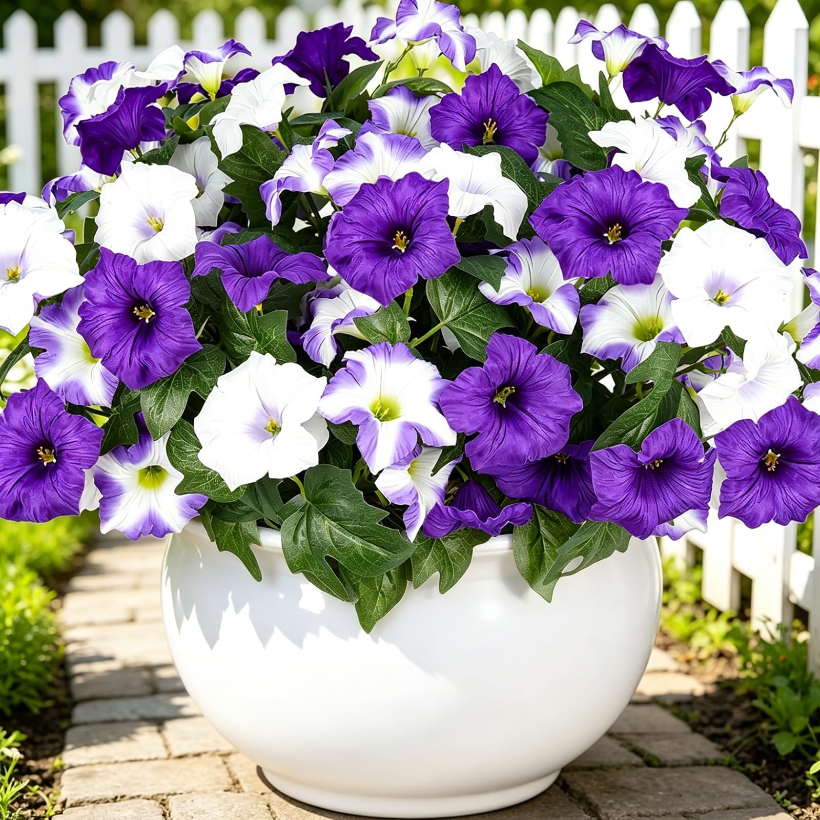 Artificial Flowers for Outdoors, 6 Bundles Fake Flowers Artificial Petunias f…