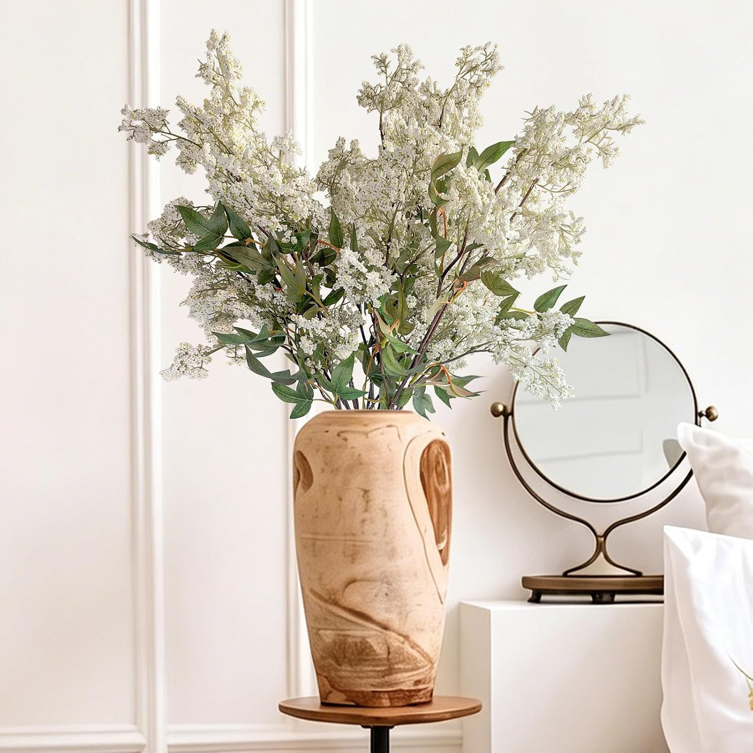 43″ Faux Berry Stems – 3 Pcs White Floral Branches for Home & Wedding Decor