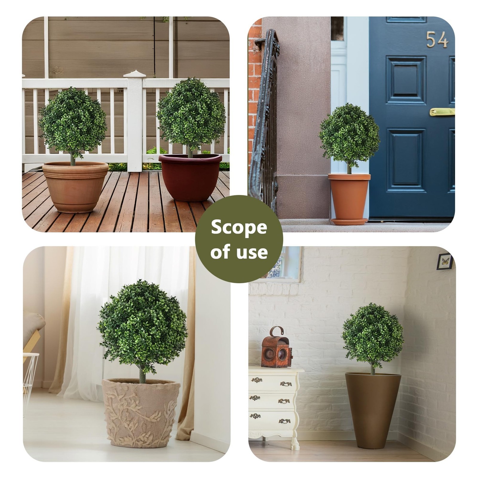 28″ Boxwood Topiary Ball Trees Set of 2 Ground Spike UV Resistant Indoor Outdoor