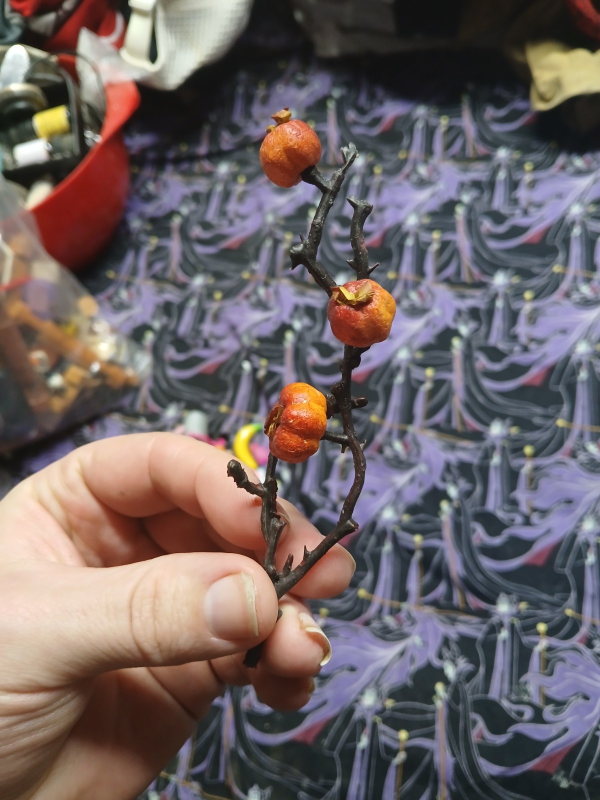 artificial berry floral pick Short Stem Like Tiny Pumpkins.