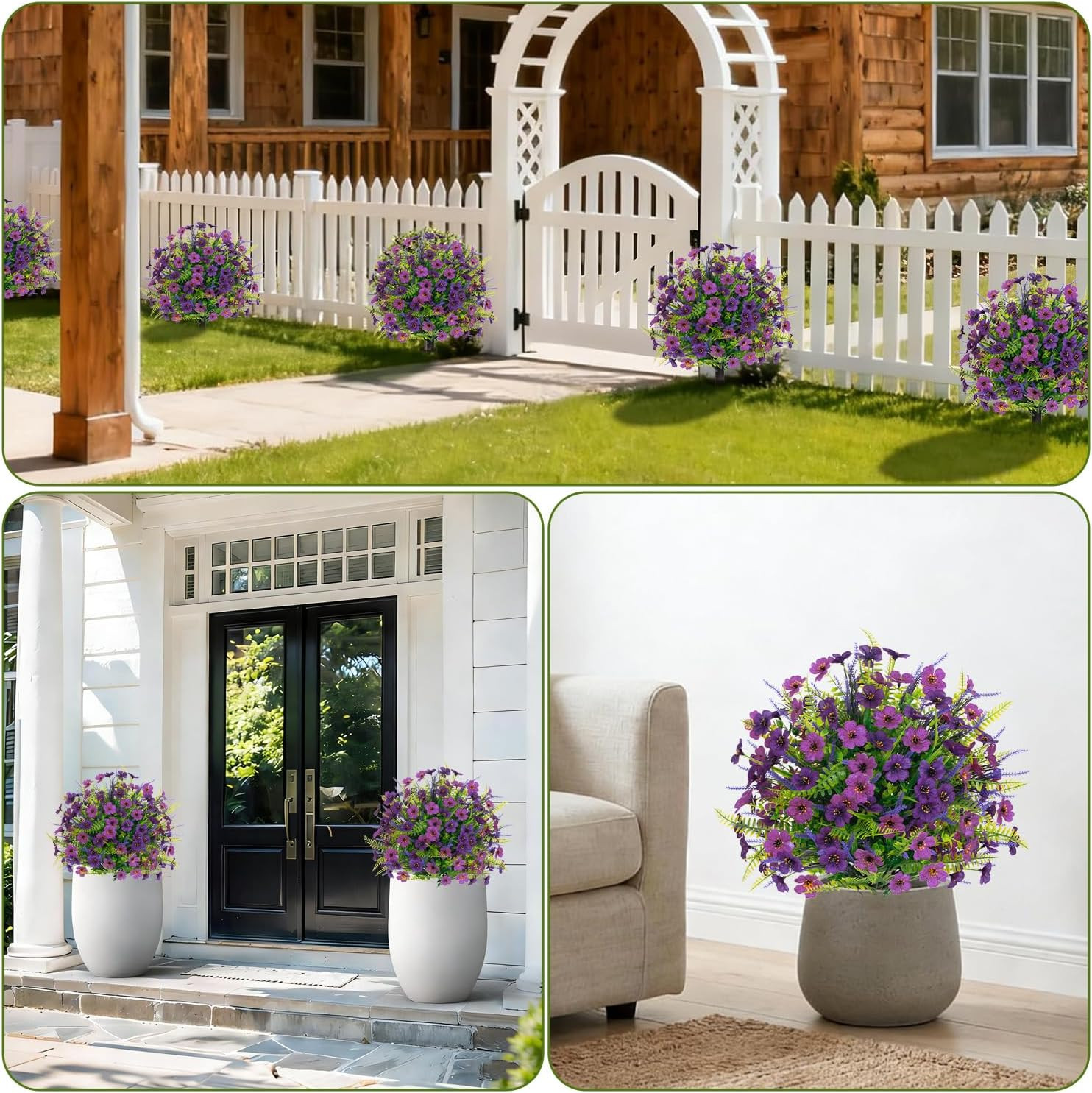 24″ Lavender Mums Topiary Ball Trees – 2 Pack UV Resistant Outdoor Decor