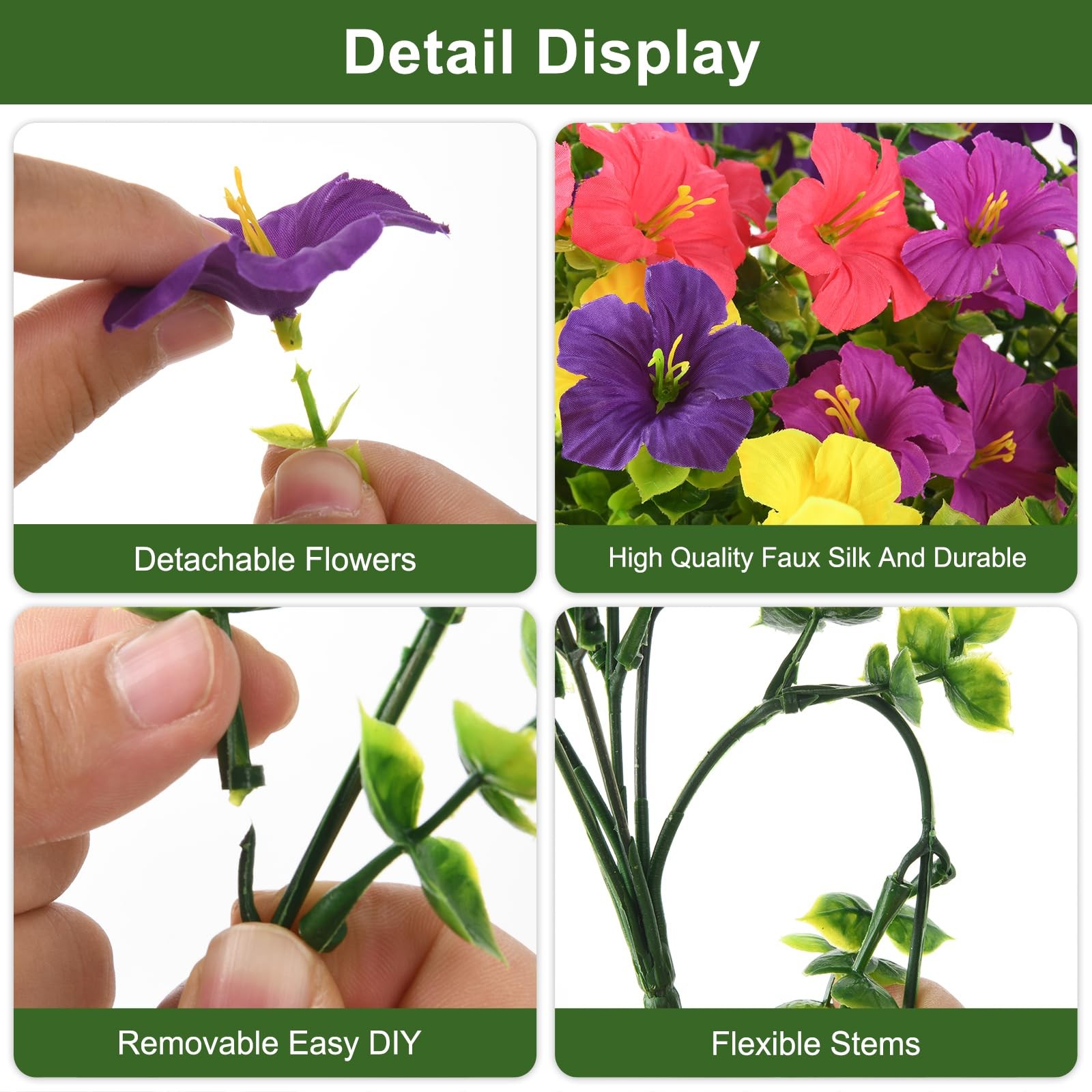 Artificial Fake Petunias Flowers UV Resistant Outdoor 12 Bundles Realistic Silk
