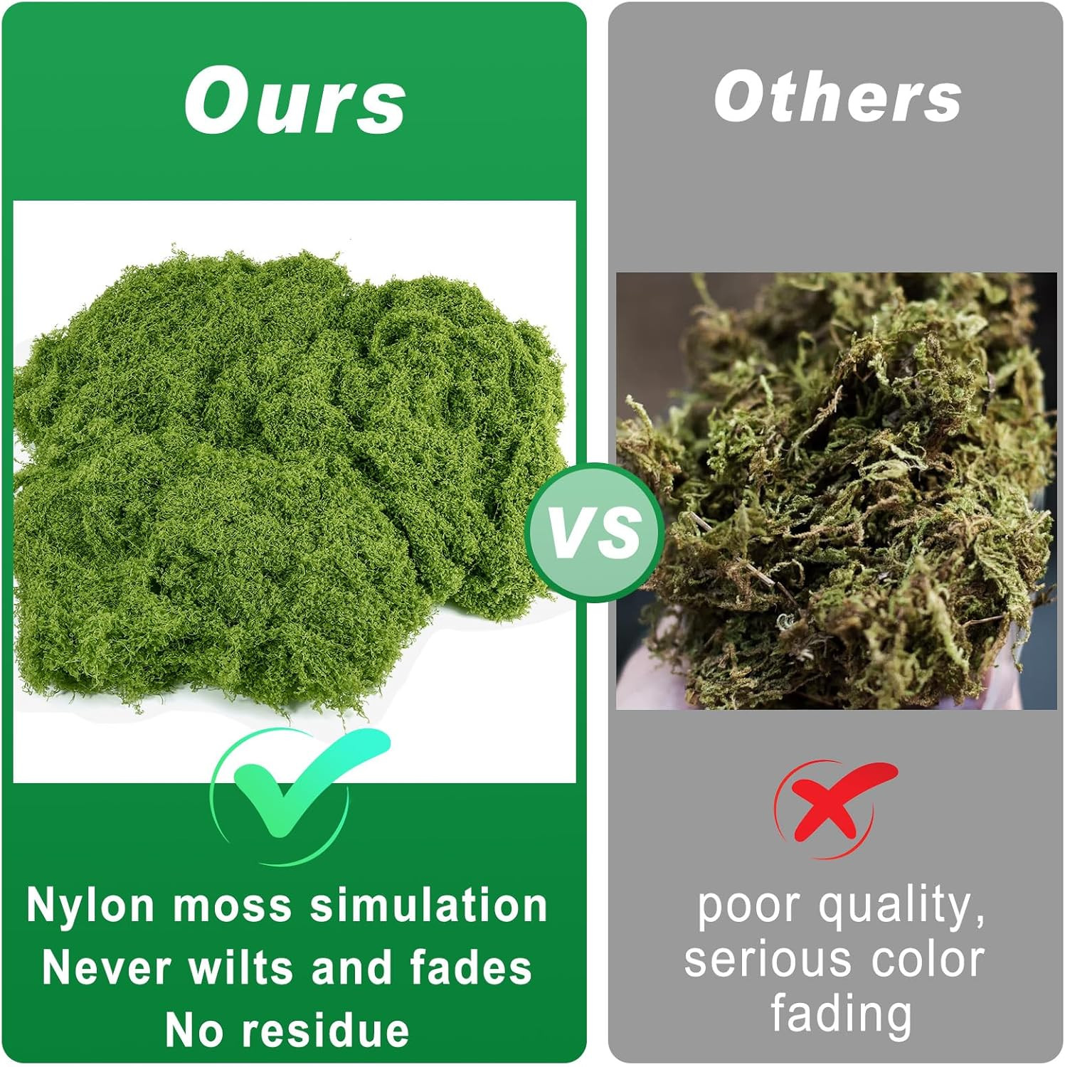 Fake Green Moss for Plants Indoor, 5.3OZ Artificial Moss for Potted Plants Decor