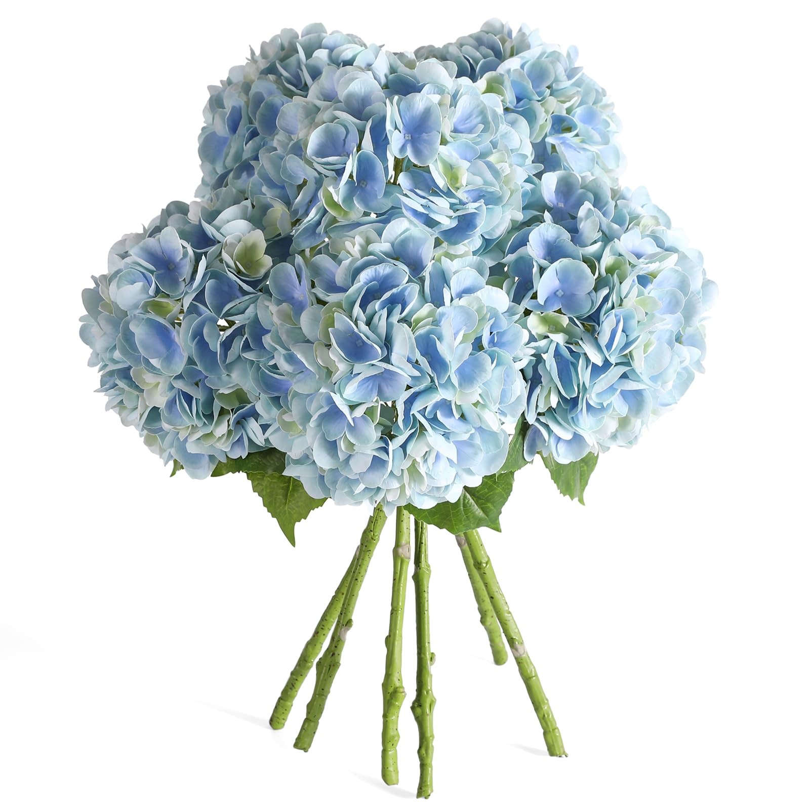 6PCS 22 inch Hydrangea Artificial Flowers Real Touch Pale Blue Faux Hydrangea…