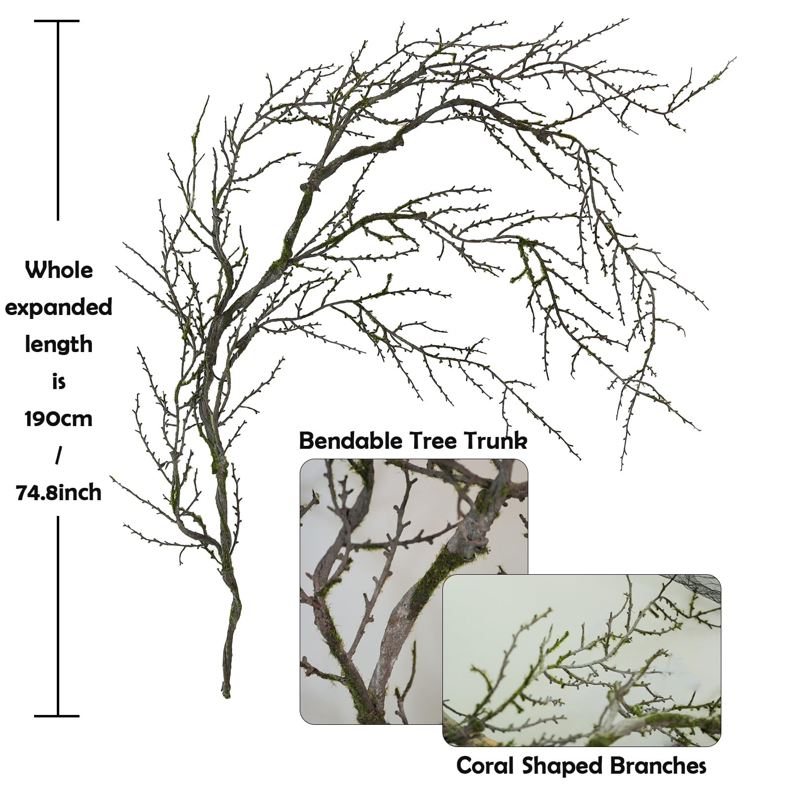 190cm/74.8inch Artificial Creepy Flexible Tree Branches Faux Grape Vines Garl…