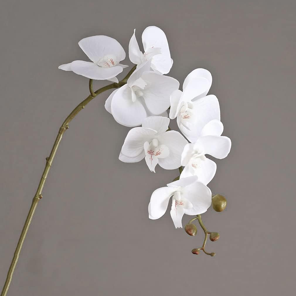35″ Artificial Orchid Plant – 4 Pcs Real Touch Phalaenopsis Flowers for Home Dec