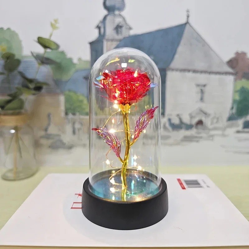 Eternal Forever Galaxy Rose Flower In Glass Dome LED Light Romantic Gift for Her