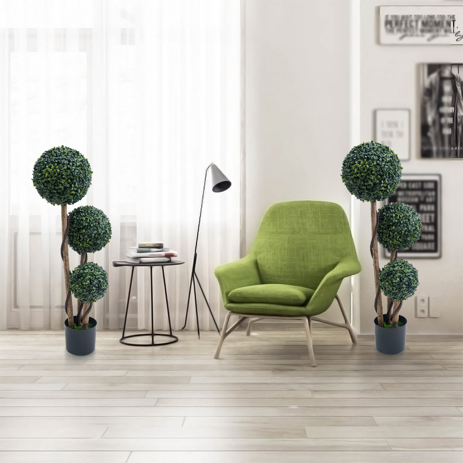 Artificial Topiary Ball Trees Fake Milan Grass Ball Decorative Plant 35″/45″