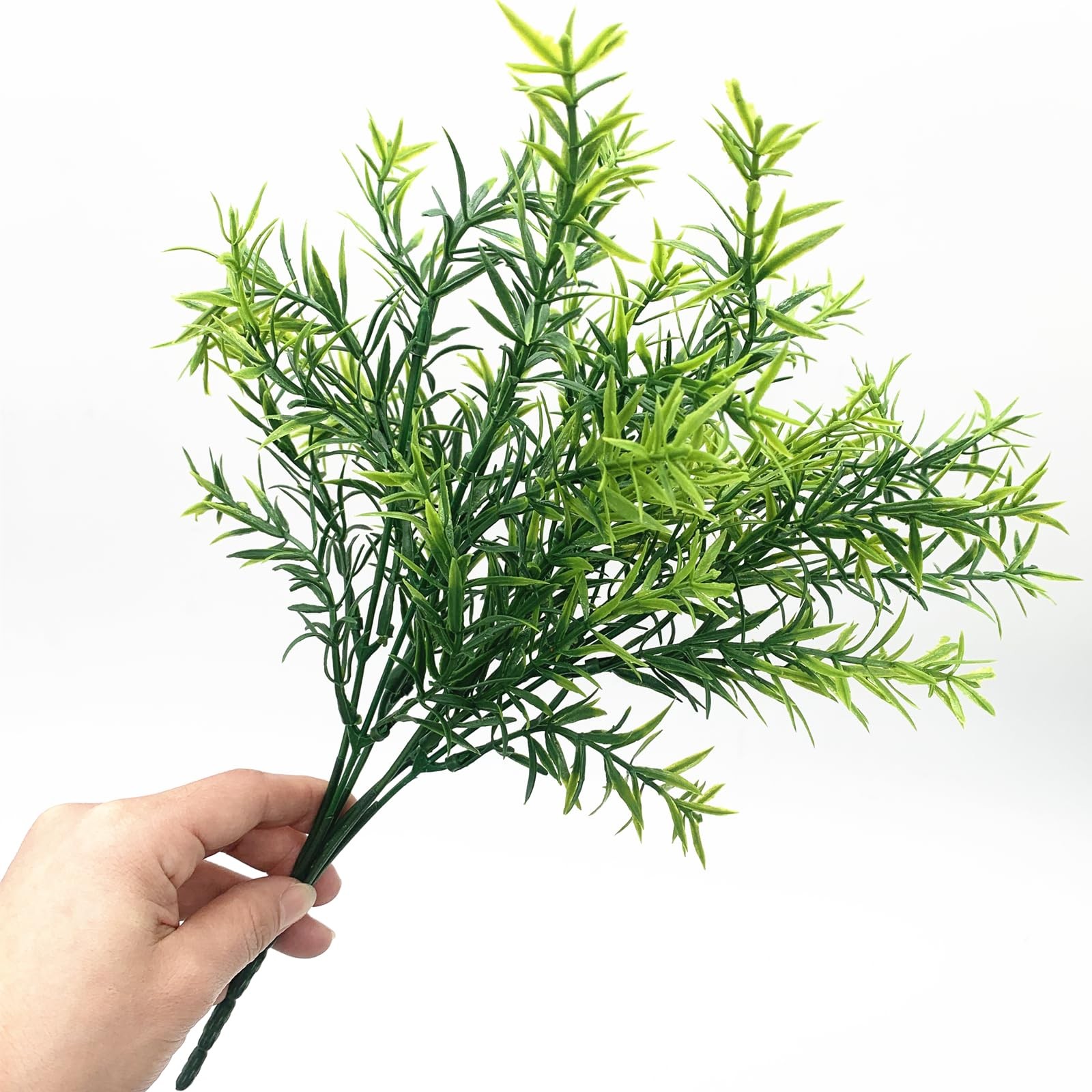 Artificial Plants, Fake Rosemary Shrubs 6 Pack, Faux Fern Stems Plastic Green…