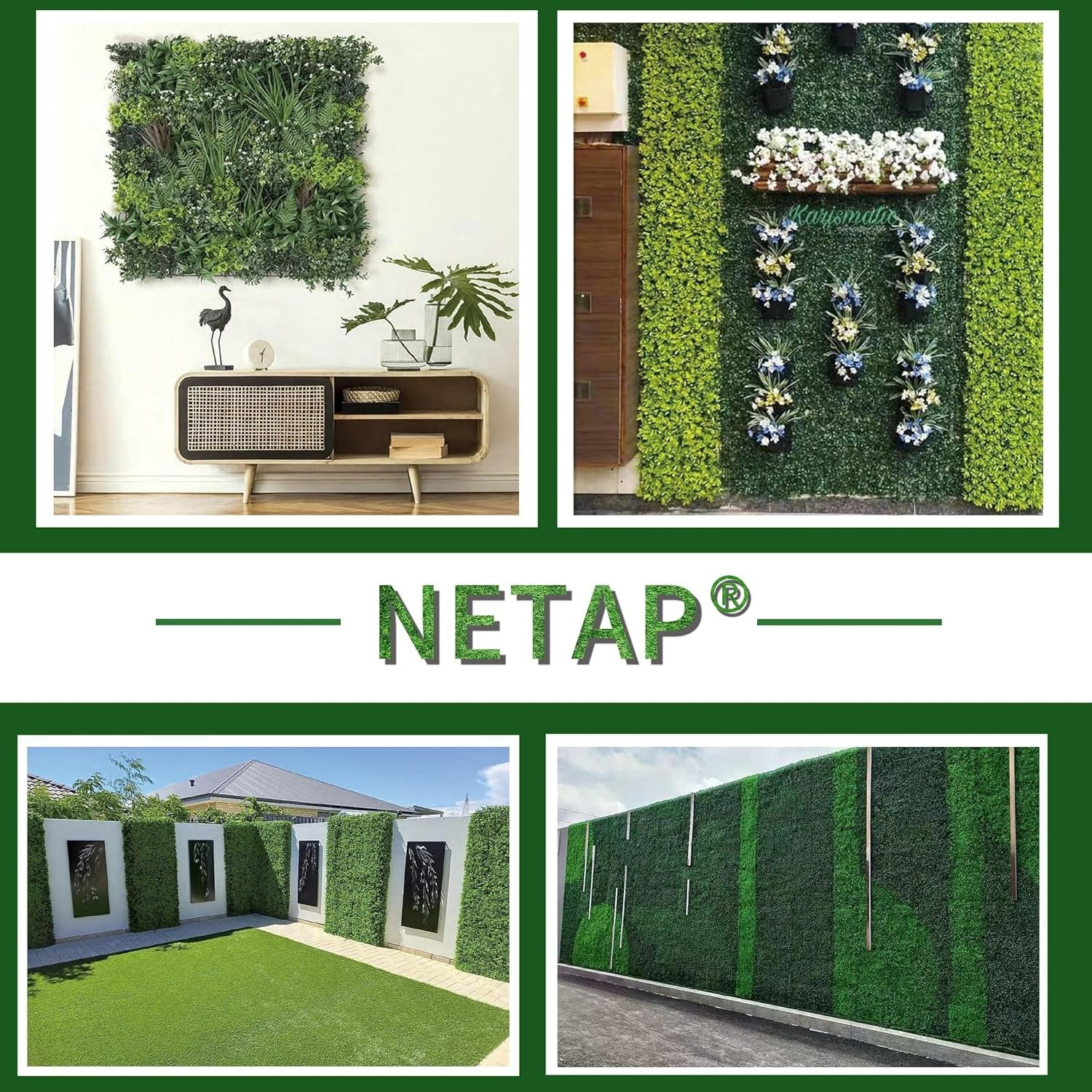 12 Pcs Faux Boxwood Wall Panels – 10×10 Inches for Indoor/Outdoor Green Decor