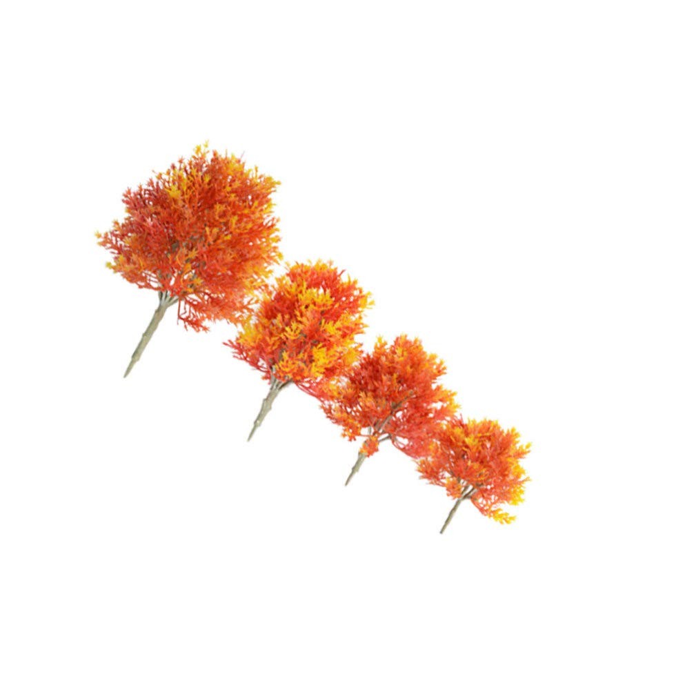 4 PCS Mini Maple Tree Plant Artificial Plastic Model Miniature Figurine Decor