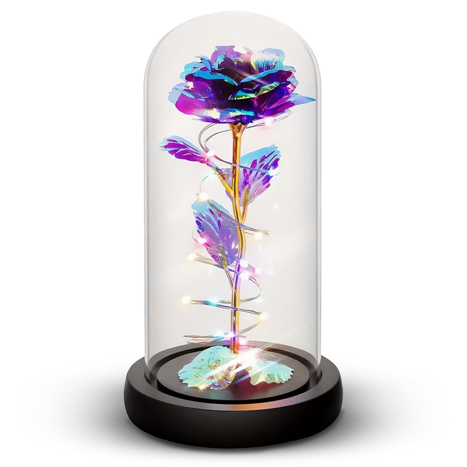 Galaxy Roses – Eternal Glass Rose with LED Lights & Timer – Coolest Gifts for…