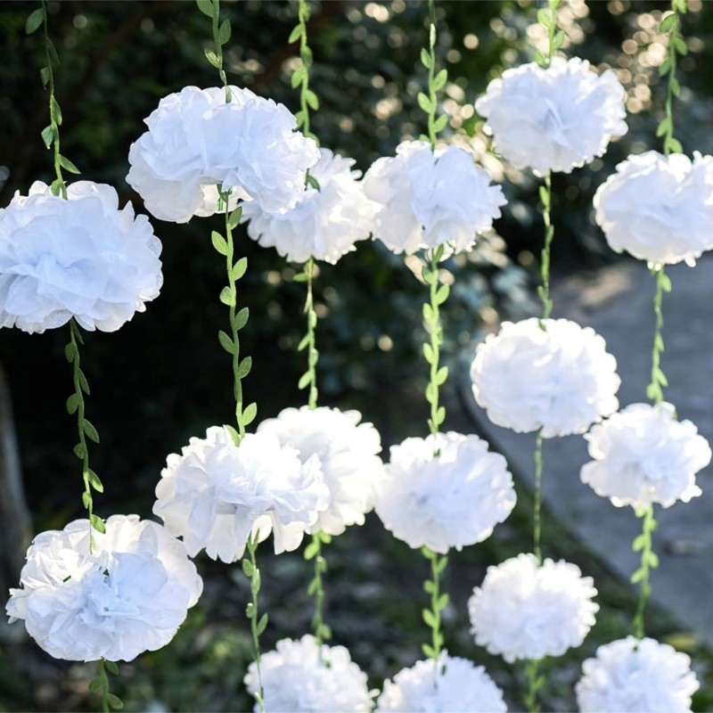 2Pcs Flower Ball Garland Ornament 8.2feet Long Floral Ball Decoration
