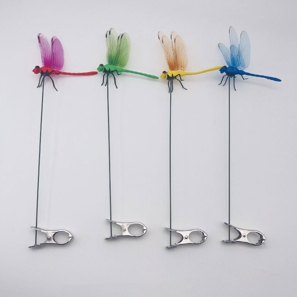 Fake Dragonfly Rod Clip, 3D Dragon Fly Garden Stakes & Hat Simulation Decor US