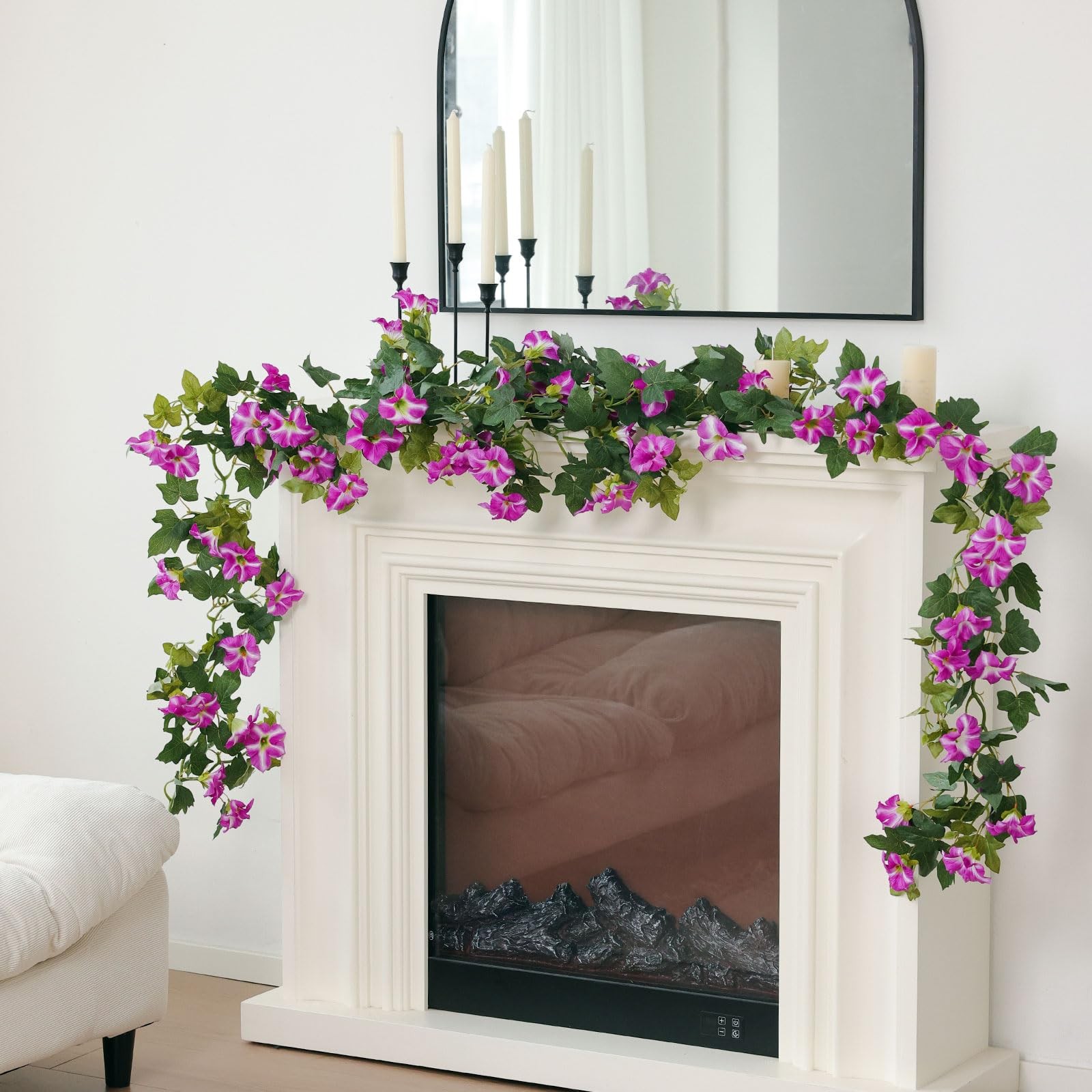 Artificial Petunias Flower Vines Garland 6 Feet Purple Faux Morning Glory Sil…