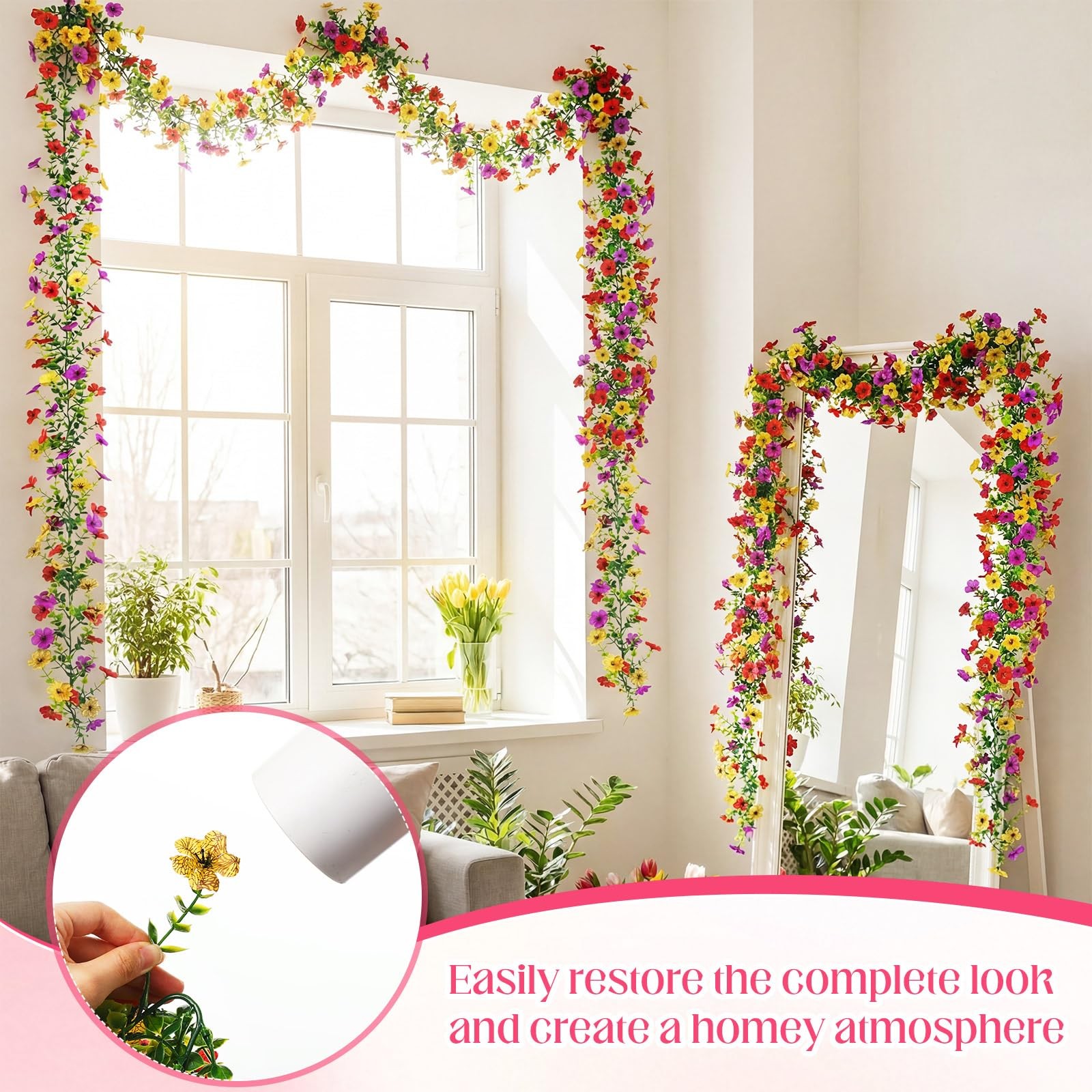 2 Pcs 6 ft Artificial Flowers Wisteria Garland Fake Hanging Wisteria Flowers …