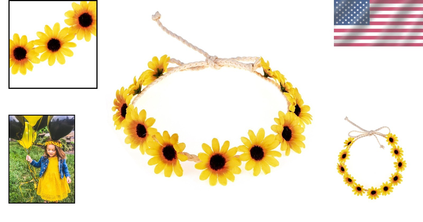 Elegant Handmade Boho Sunflower Crown – Perfect Daisy Hair Wreath for Weddings