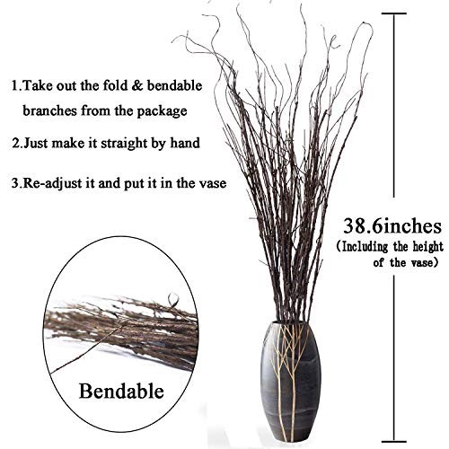 FEILIX 10PCS LIFELIKE CURLY WILLOW BRANCHES DECORATIVE DRIED TWIGS – BROWN