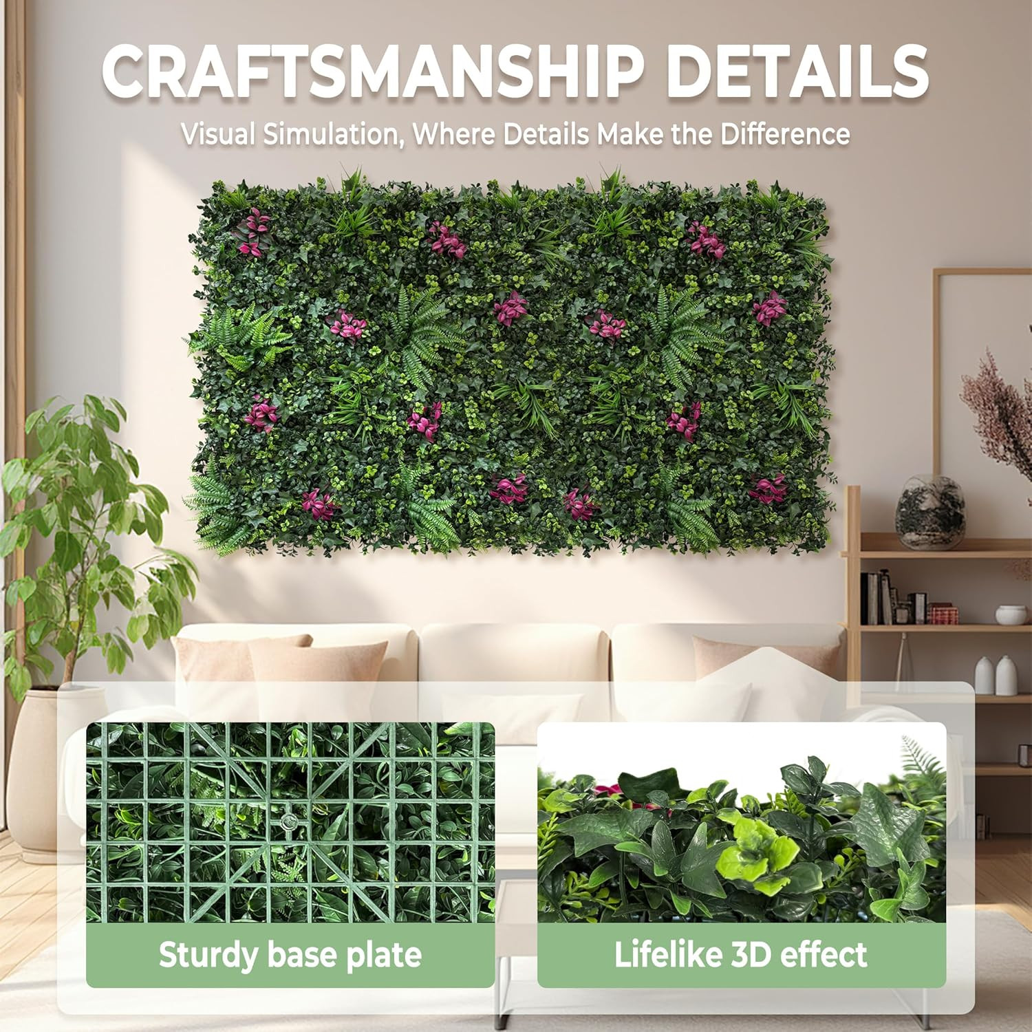 UV-Resistant Artificial Hedge Panels for Privacy & Decor – 72″x144″ Green Wall