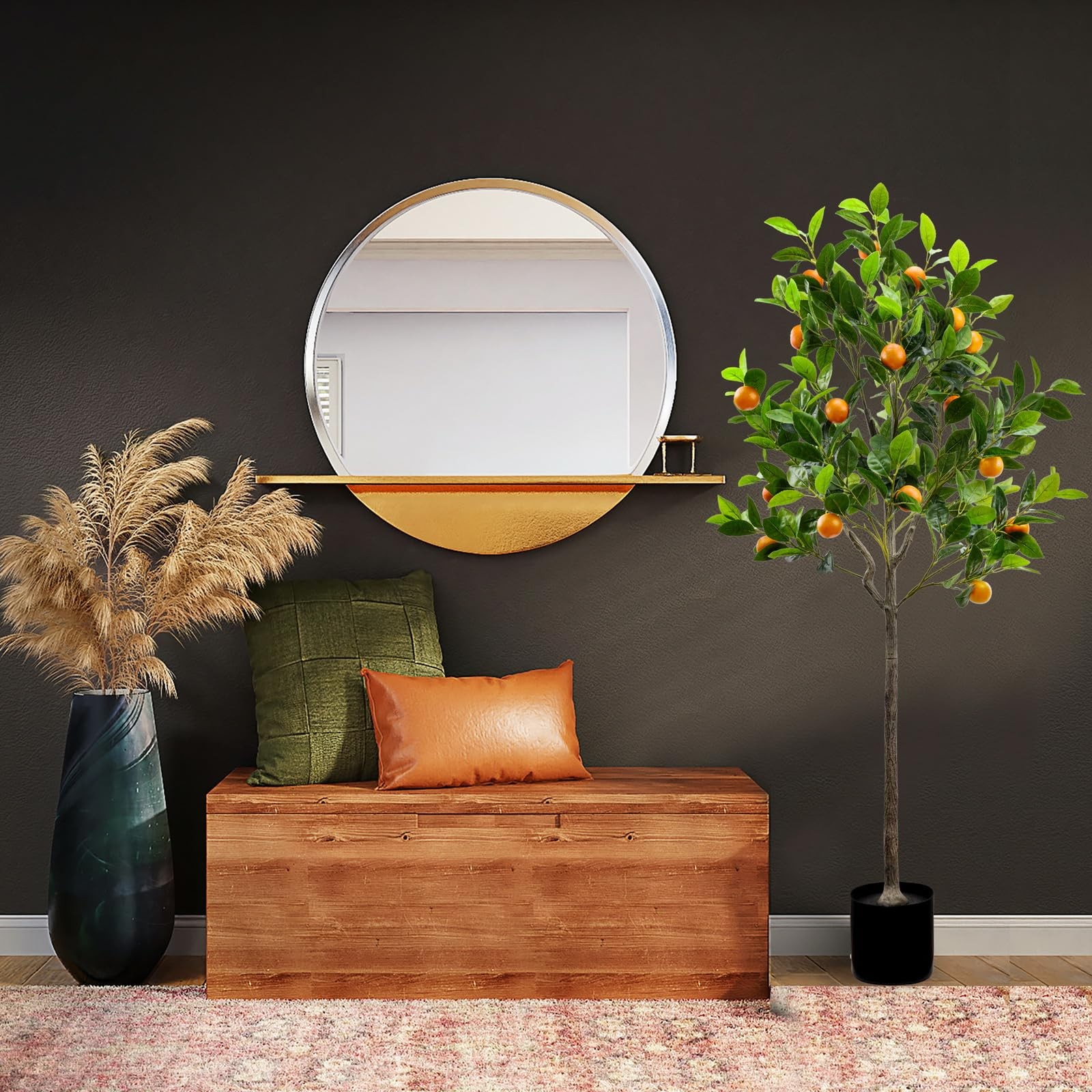 4.59 Feet Fake Orange Tree Artificial Green Plant Decoration