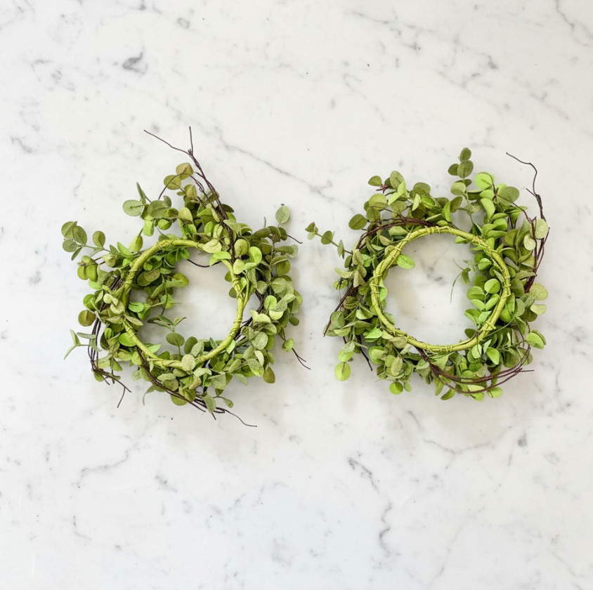 Set of 2 Greenery Wreaths Eucalyptus-Style Leaves Organic Branching Accents 16″W