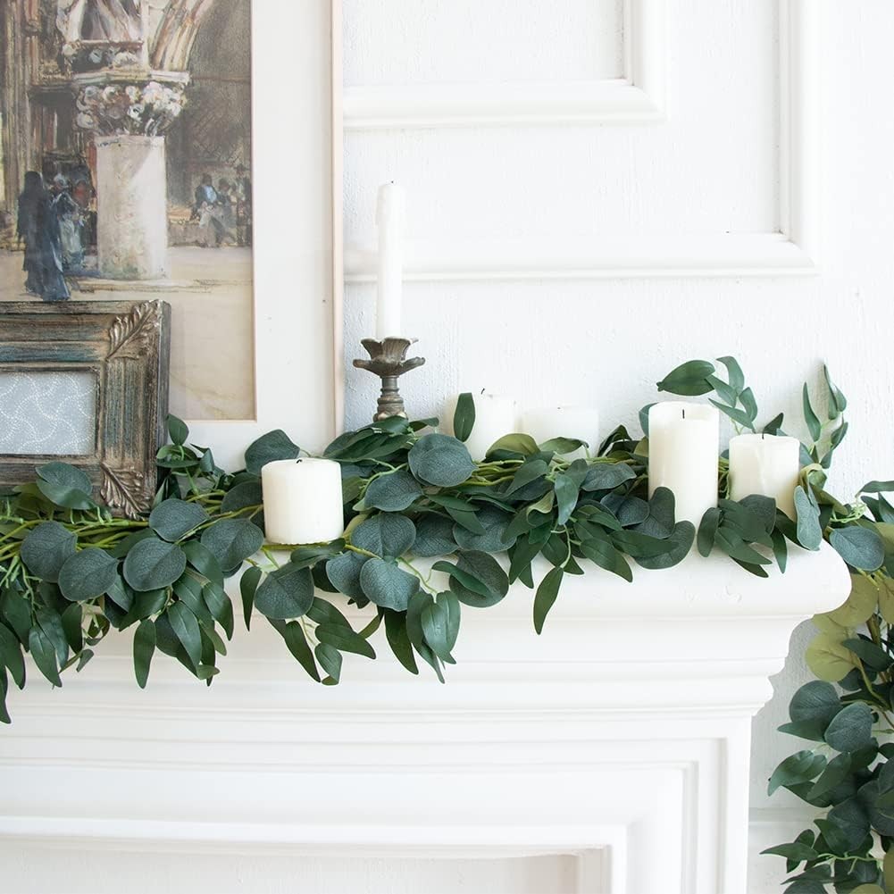 3Pcs Fake Eucalyptus Vines, 6.5FT Silk Ivy Garland, Odorless Lush Green Leave…