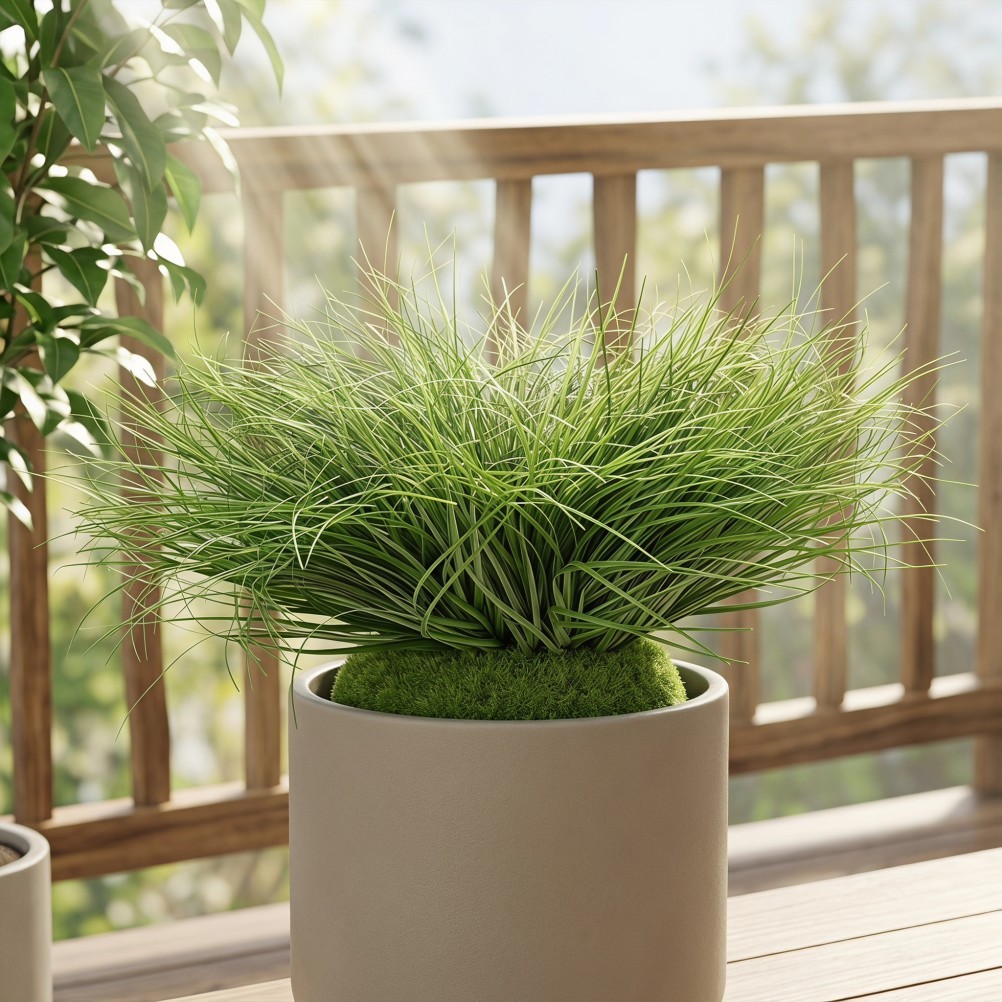 Artificial Grass: 12 Inch Faux Onion Grass Shrub Arrangement for Indoor Living