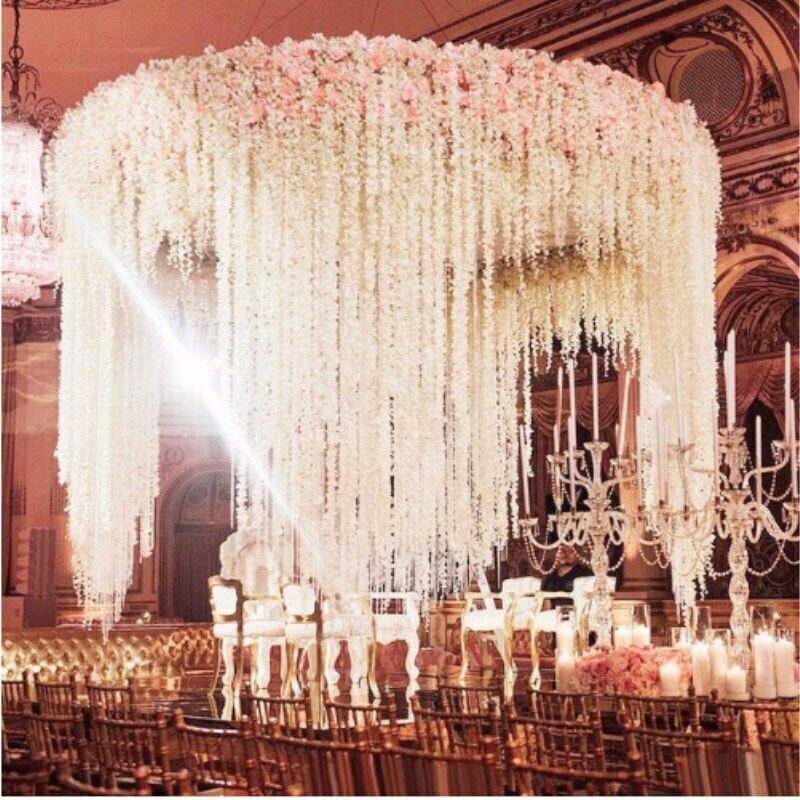 2M Artificial Silk Fake Flower Ivy Garland Vine Wedding Wisteria Leaf Hanging