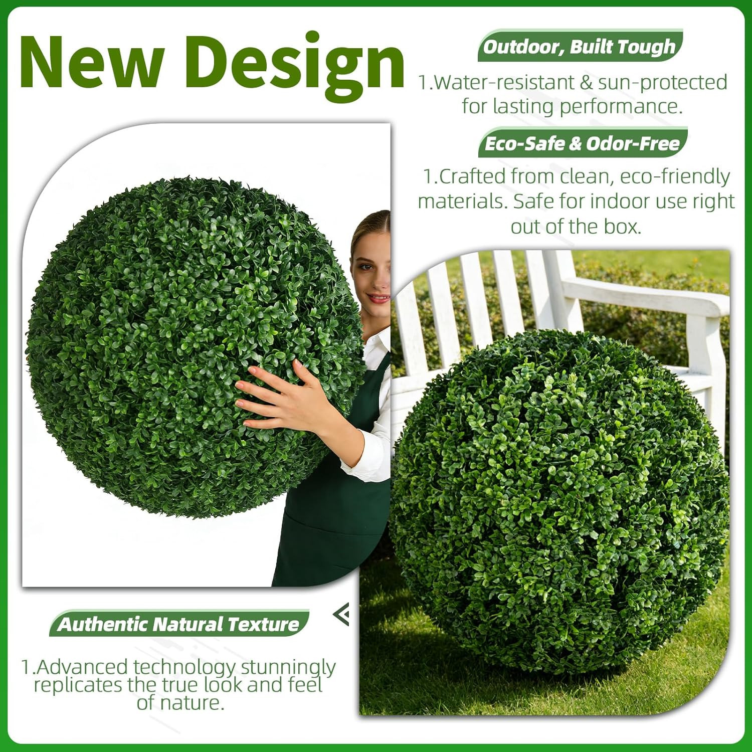 26” UV Resistant Boxwood Ball Topiary – Easy Outdoor Decor for Garden & Patio