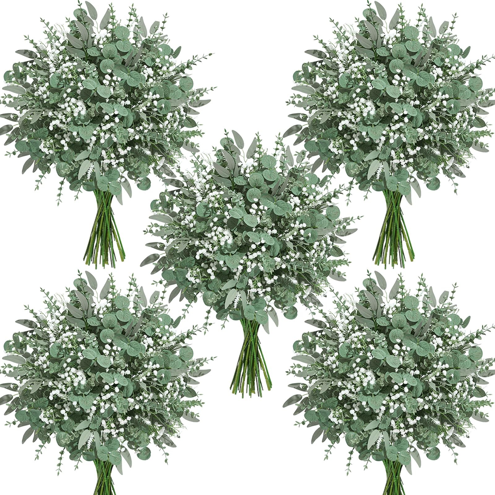 Faylifeway 150Pcs 5 Kind Mixed Greenery Eucalyptus Stems Bulk for Wedding Dec…
