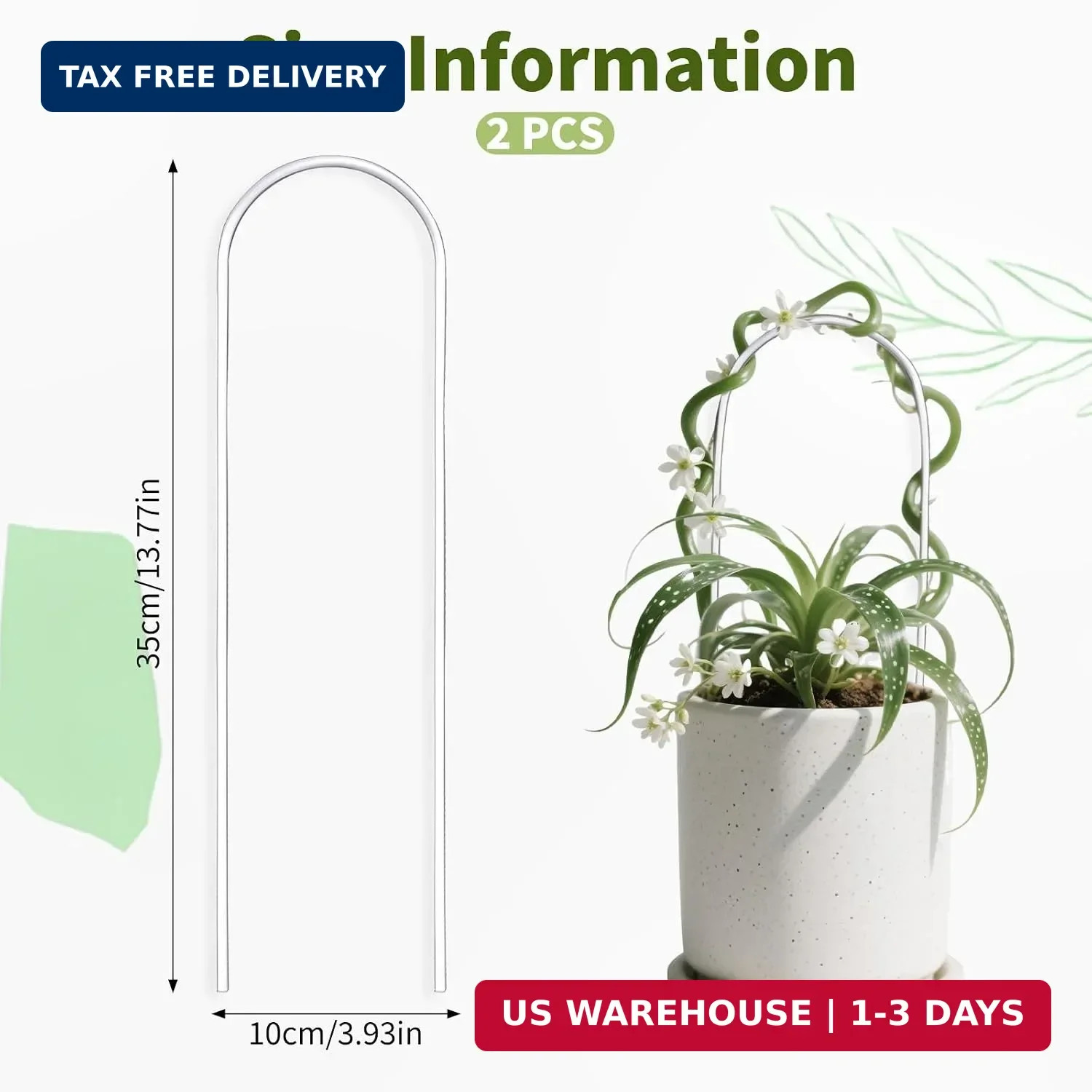 2 Pack Thickened U-Shaped Acrylic Trellis for Indoor Plants, Small Clear Plant T