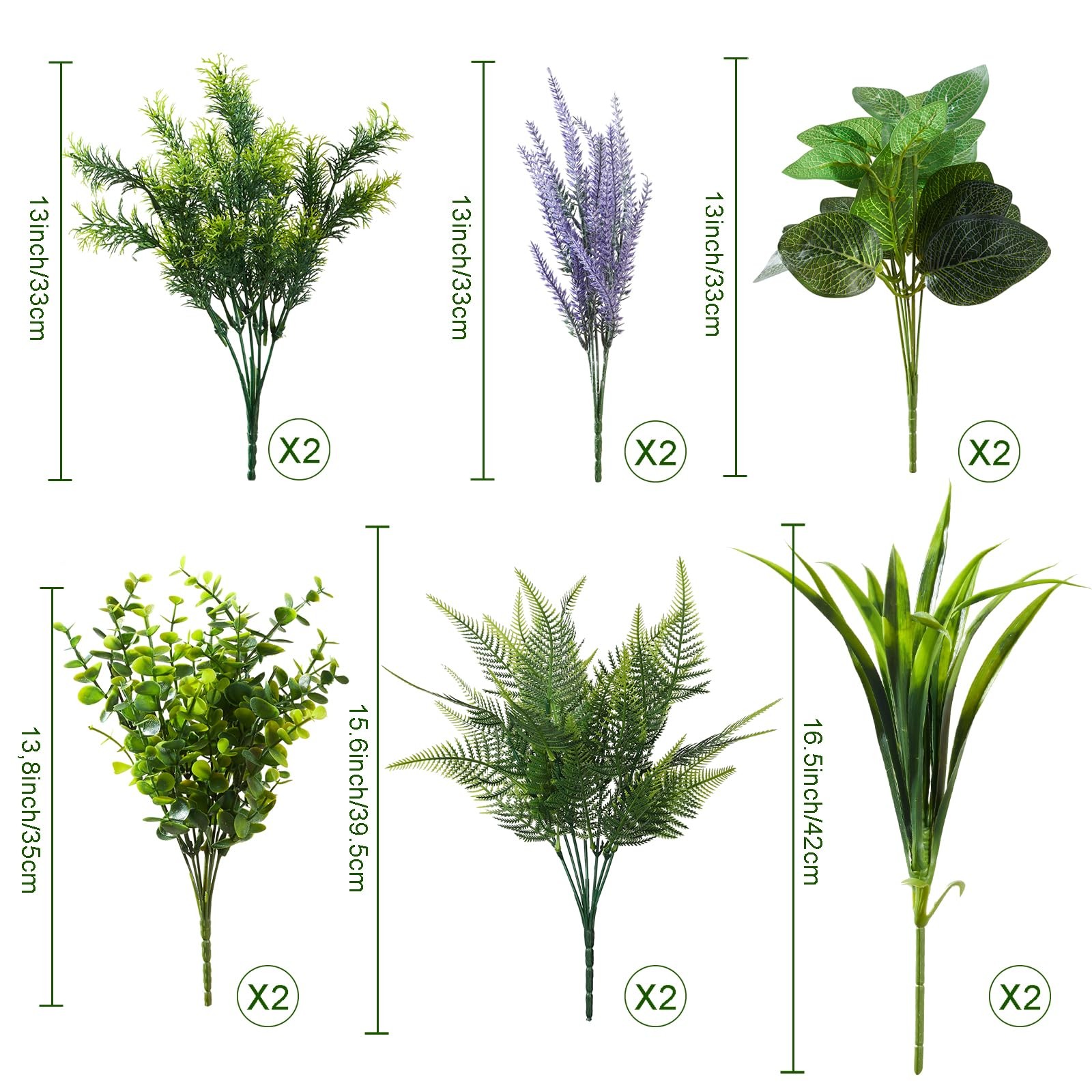 Artificial Plants Outdoor UV Resistant – 12 Bouquets Realistic Artificial Fer…