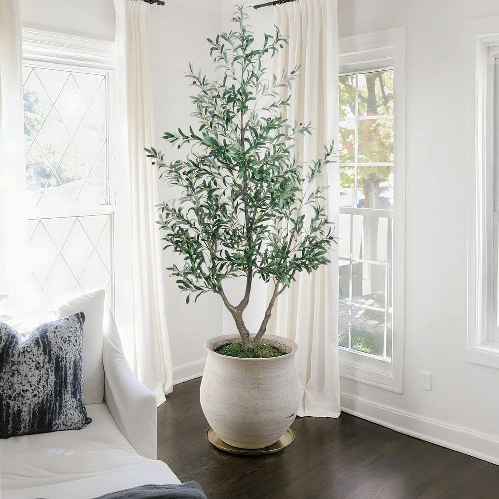 7 Ft. Artificial Olive Tree Faux Plant in Pot for Indoor and Outdoor Decor New