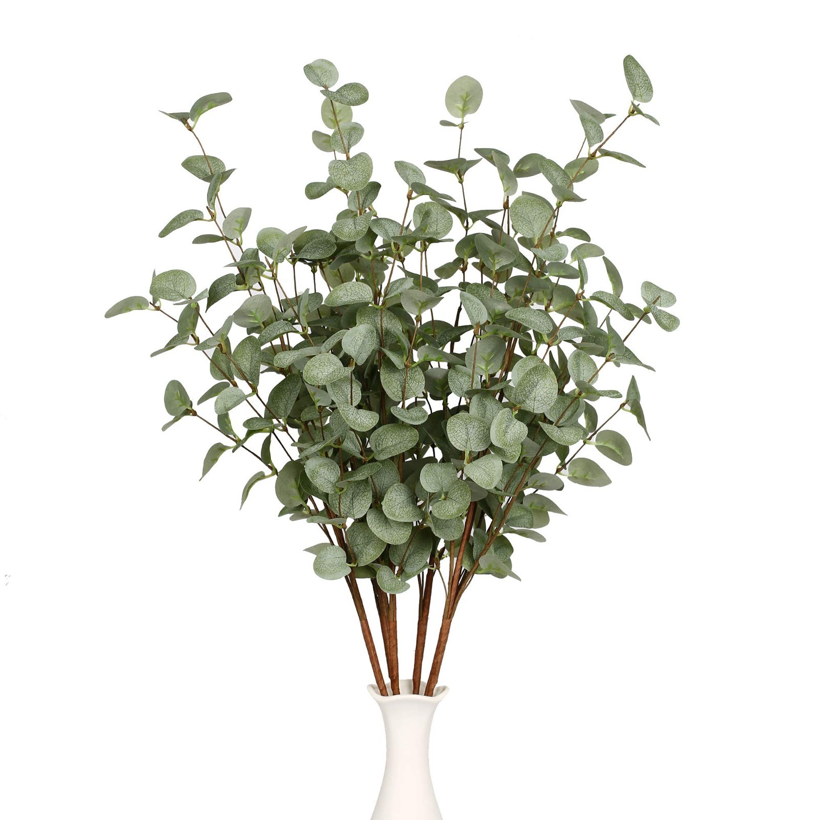 Artificial Eucalyptus Stems 6 Pcs, Plastic Leaves, Home Decor, Green
